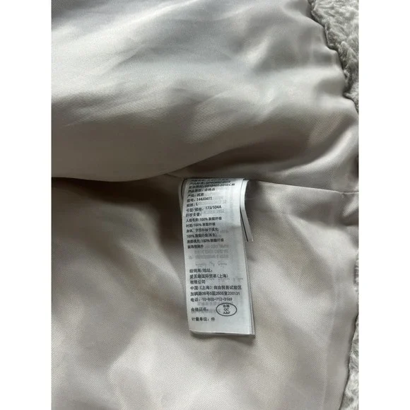 The Abercrombi & Fitch Mini Puffer Jacket Beige Faux Fur Cropped Soft Large - Picture 10 of 12